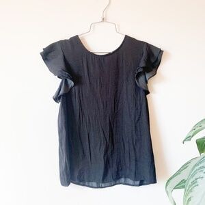 3/$25 Who What Wear Black Ruffle Blouse sz S